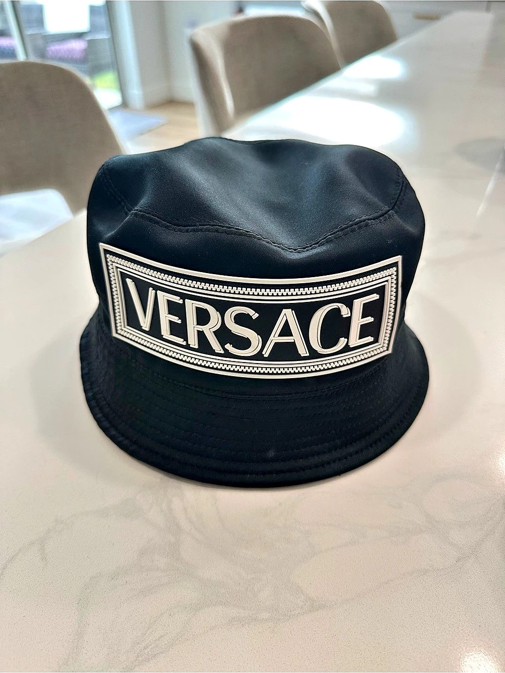 Versace Rubberized Logo Bucket Hat Black Size 57